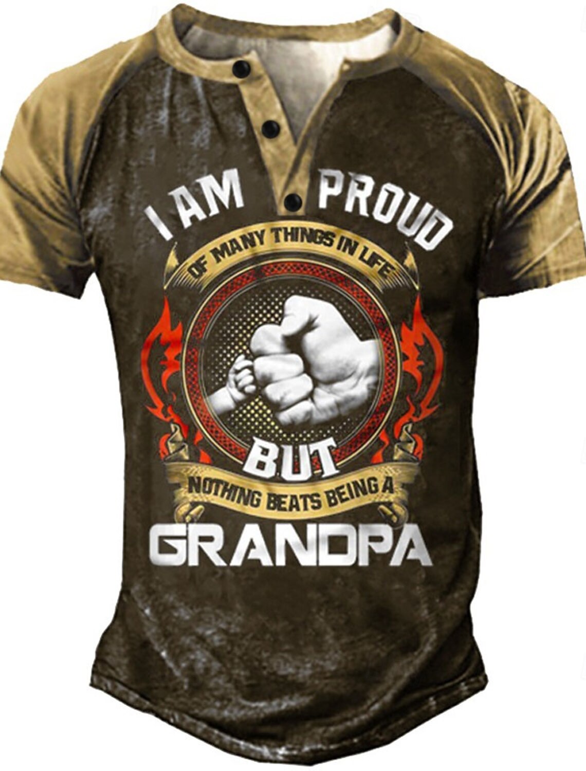Mens Grandpa Graphic Henley T-Shirt, 'Nothing Beats Being A Grandpa'
