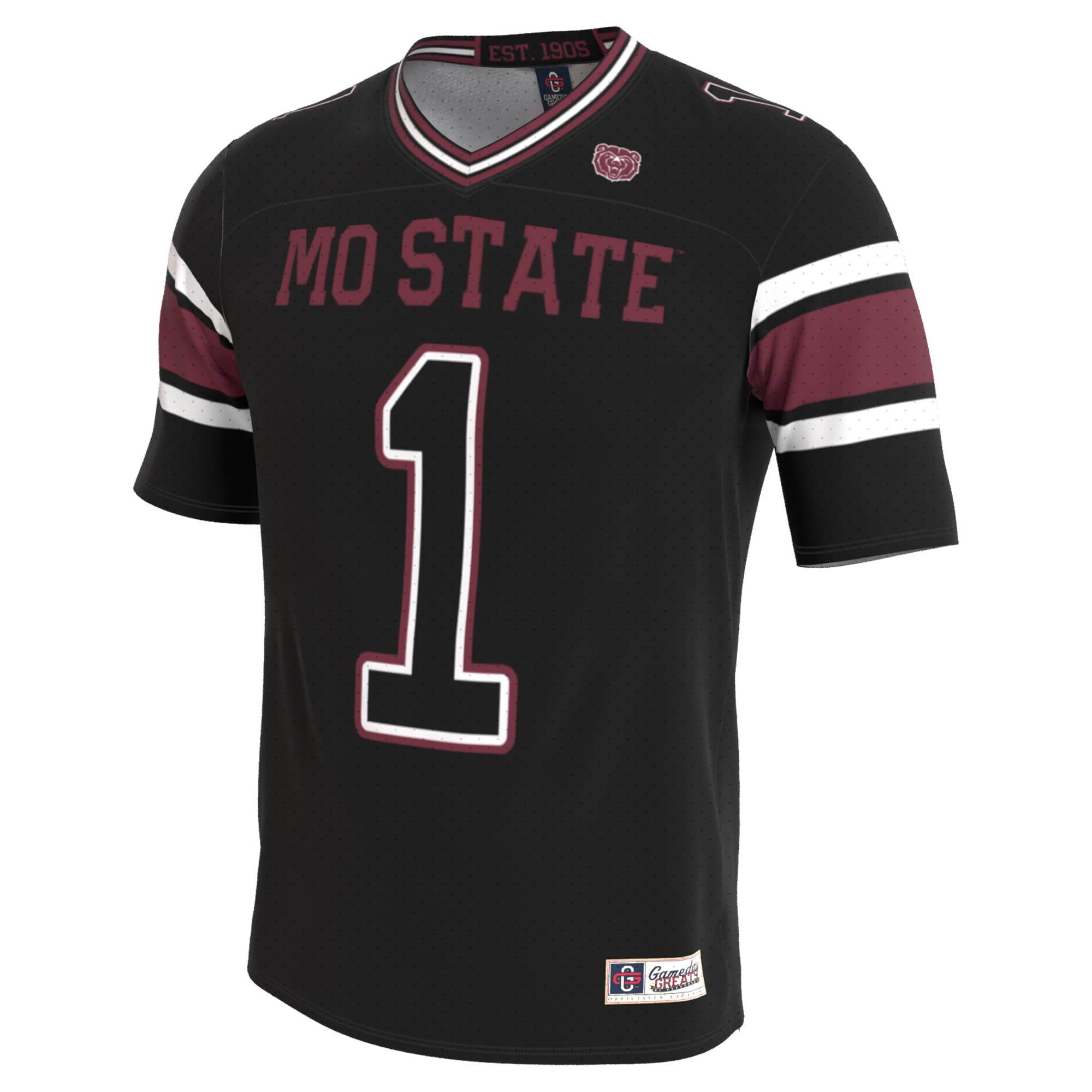 Unisex Black Missouri State University Bears Lightweight Collegiate Football Blackout Fashion Jersey
