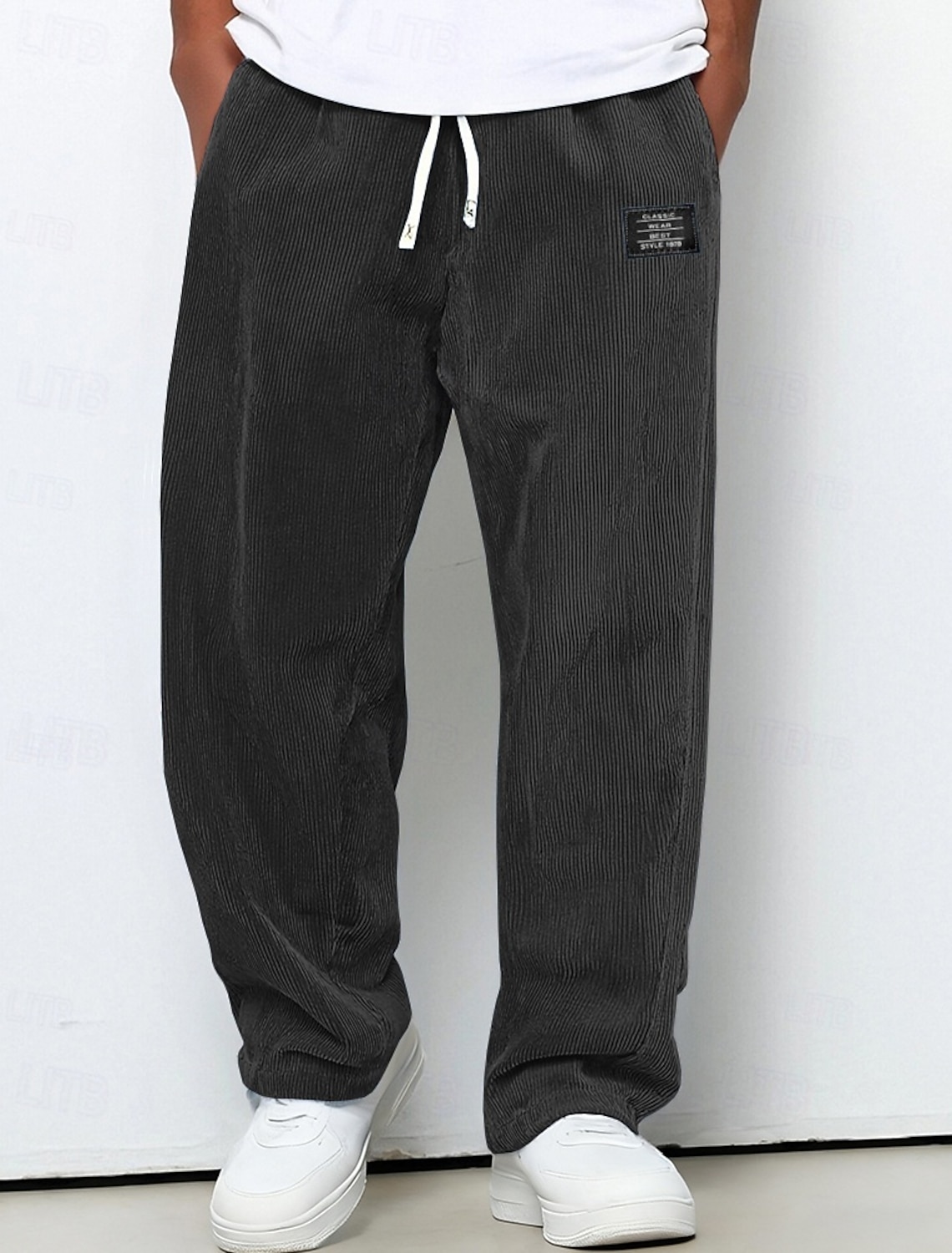 Men's Sweatpants Trousers Corduroy Pants Drawstring Pocket Elastic Waist Plain Comfort Daily Sports Outdoor Fashion Casual Blue Dark Brown Micro-elastic