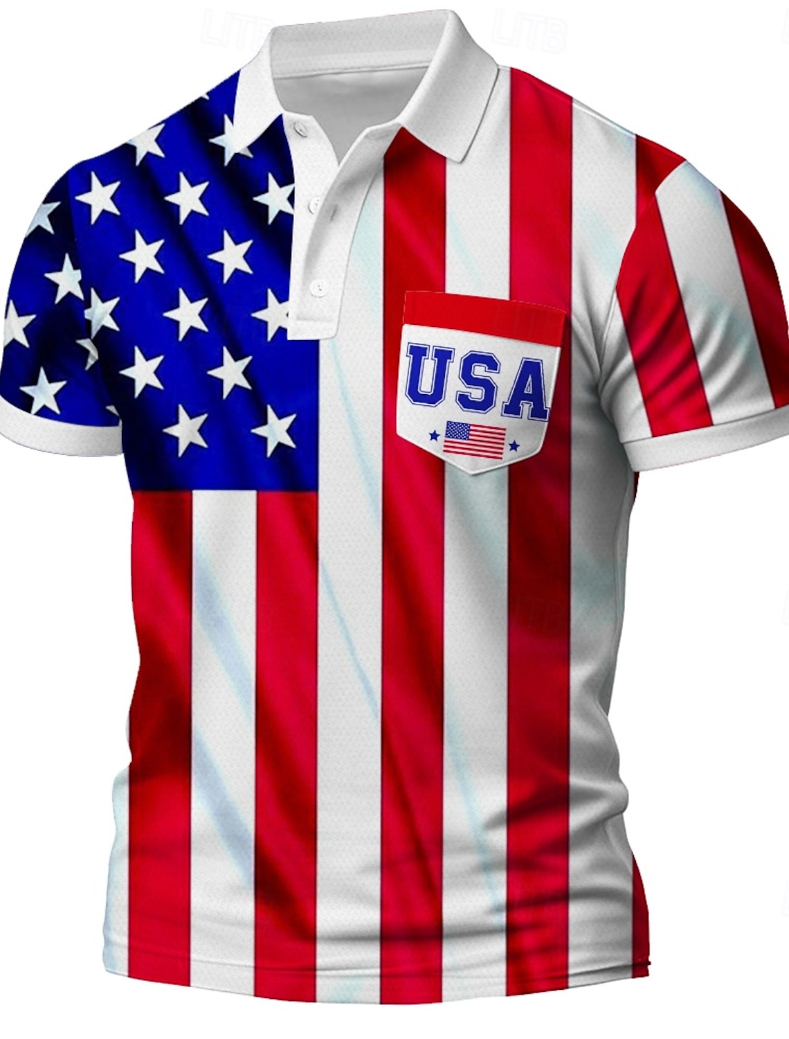 4th of July 2026 250th Men's American US Flag Polo Shirts Short Sleeve Polo Shirts Lapel Casual Athleisure Daily Wear Festival Wear 3D Print Buttons Spring & Summer Blue Red Gray