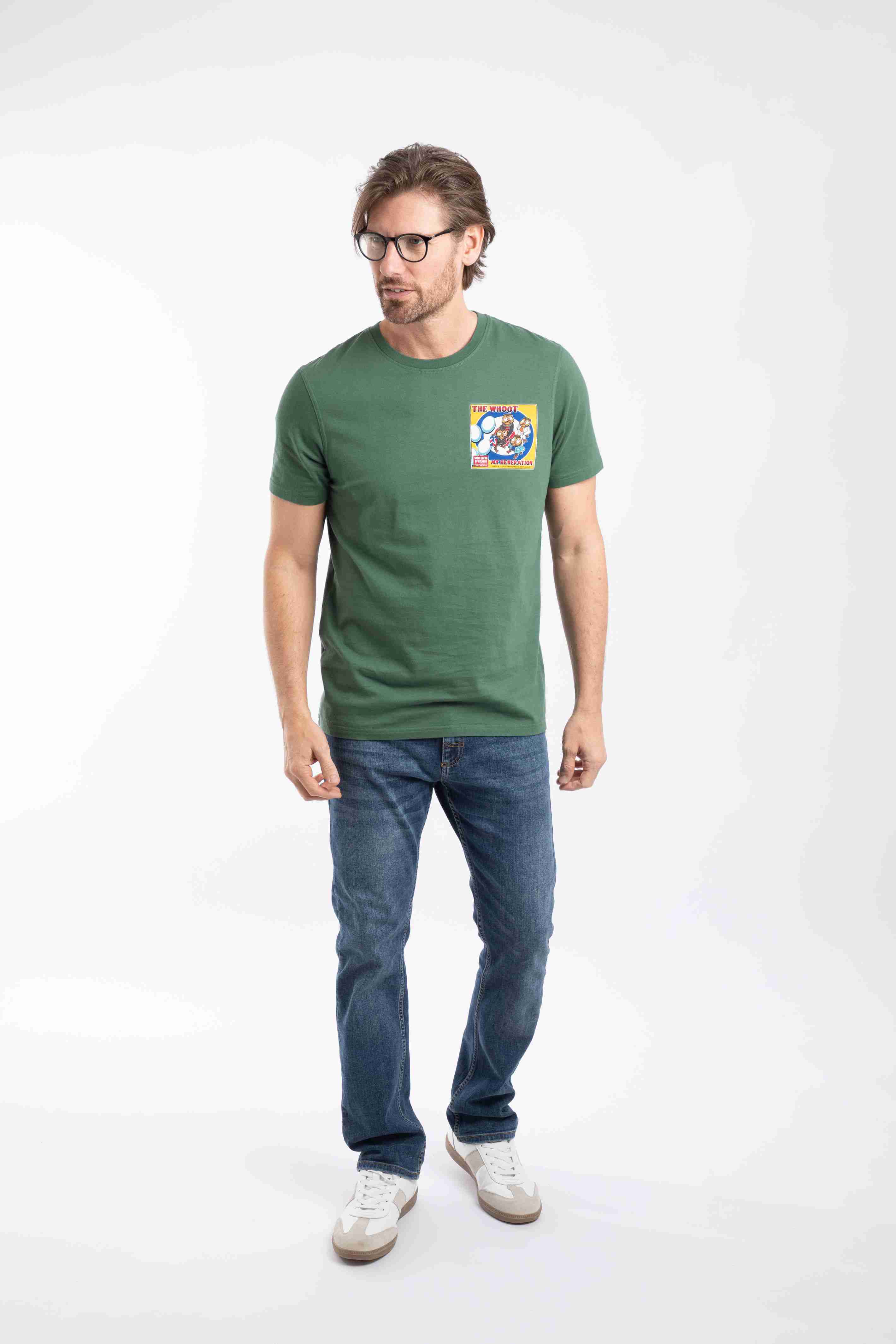 The Whoot Back Print Artist T-Shirt Dusky Green