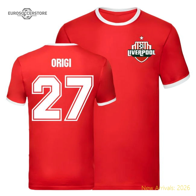 Official Divock Origi Liverpool Ringer Tee (red) - Premium Quality