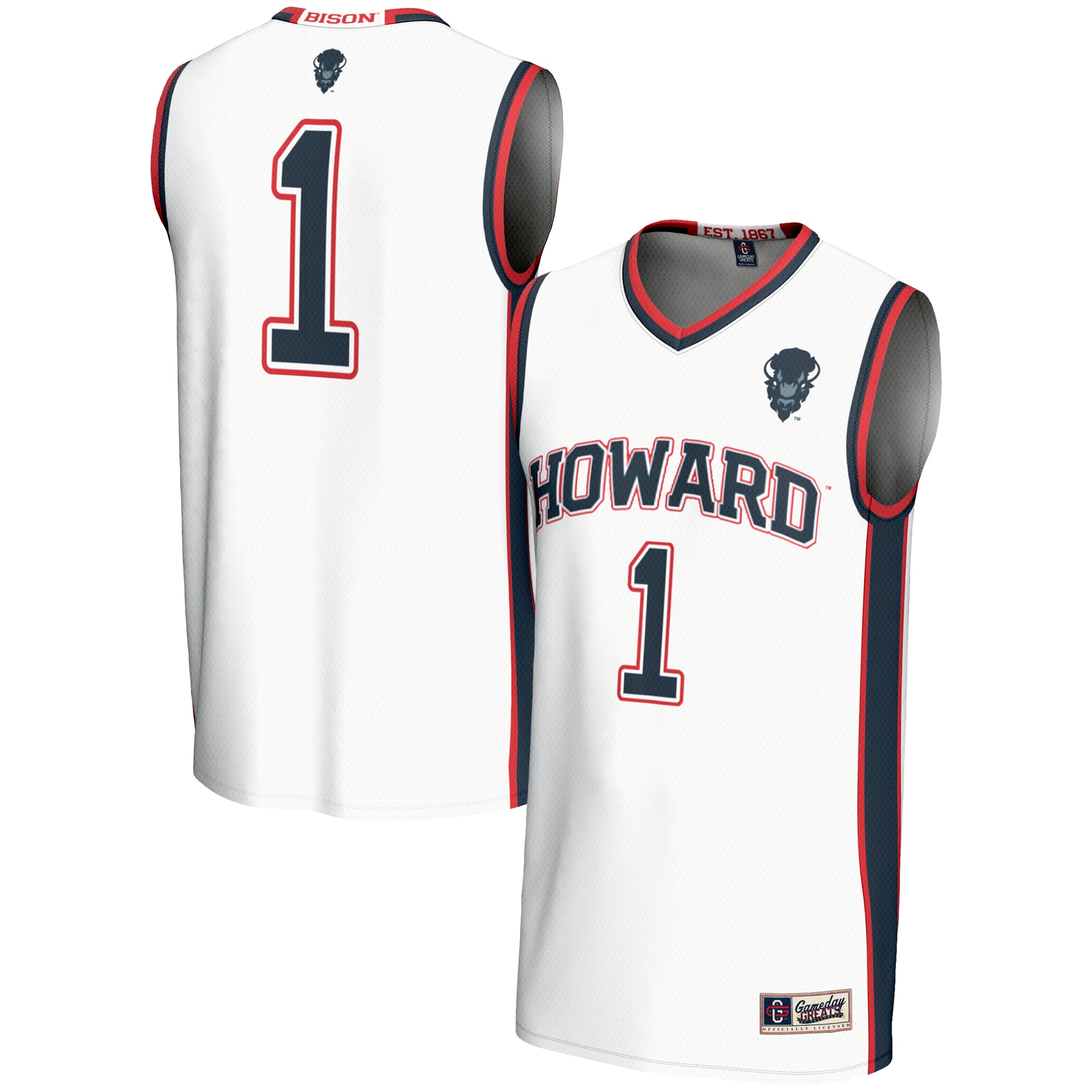 [NJP] Howard Bison GameDay Greats Youth Lightweight Basketball Jersey - White
