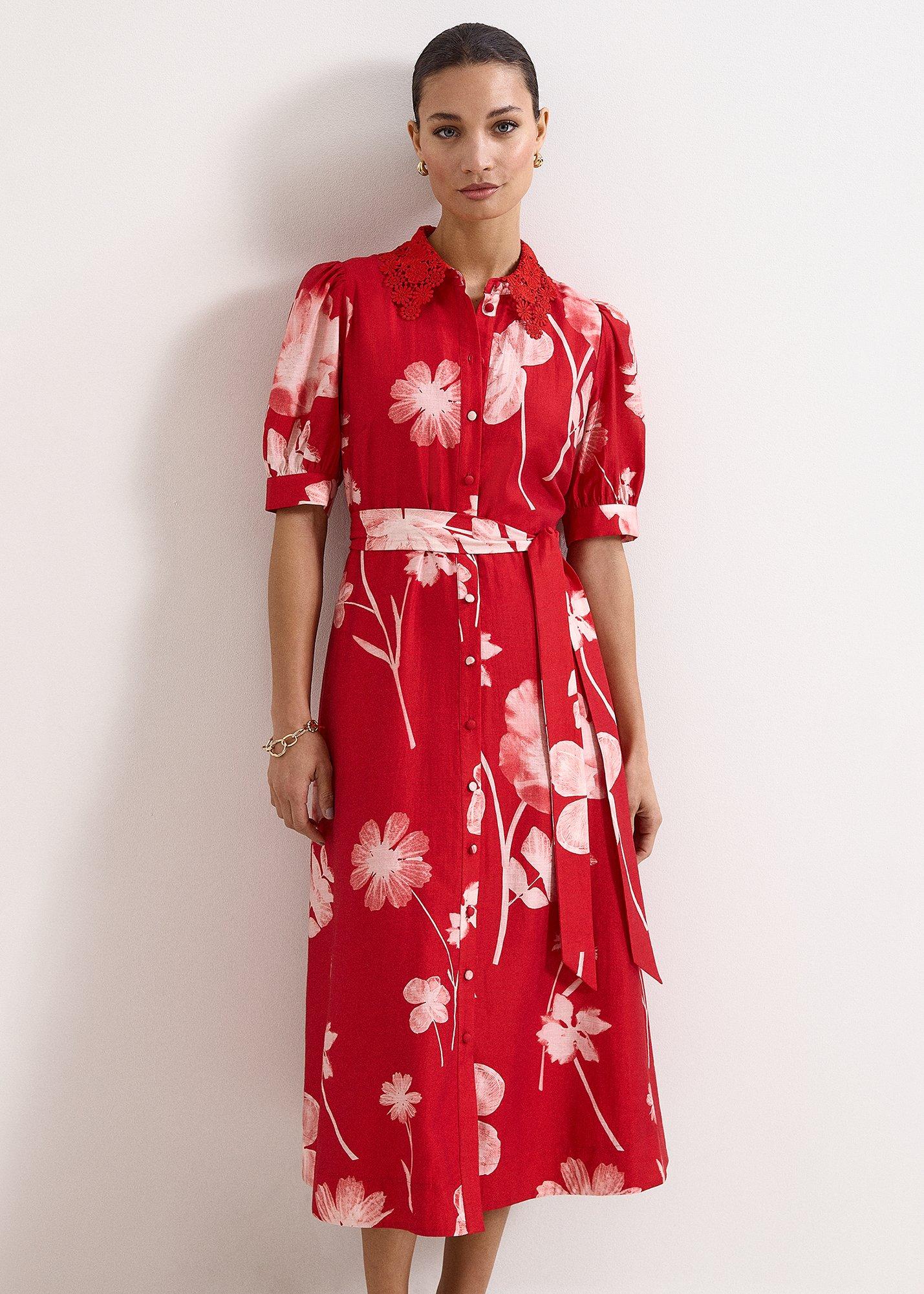 Petite Delphine Red Floral Dress