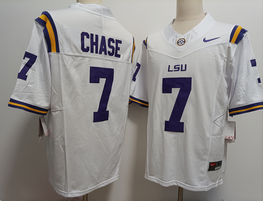 Men's LSU LA Tigers White 2024 moisture wicking None #7 breathable