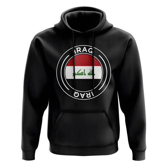 Performance-Driven Iraq Football Badge Hoodie (Black) Aero-Dynamic