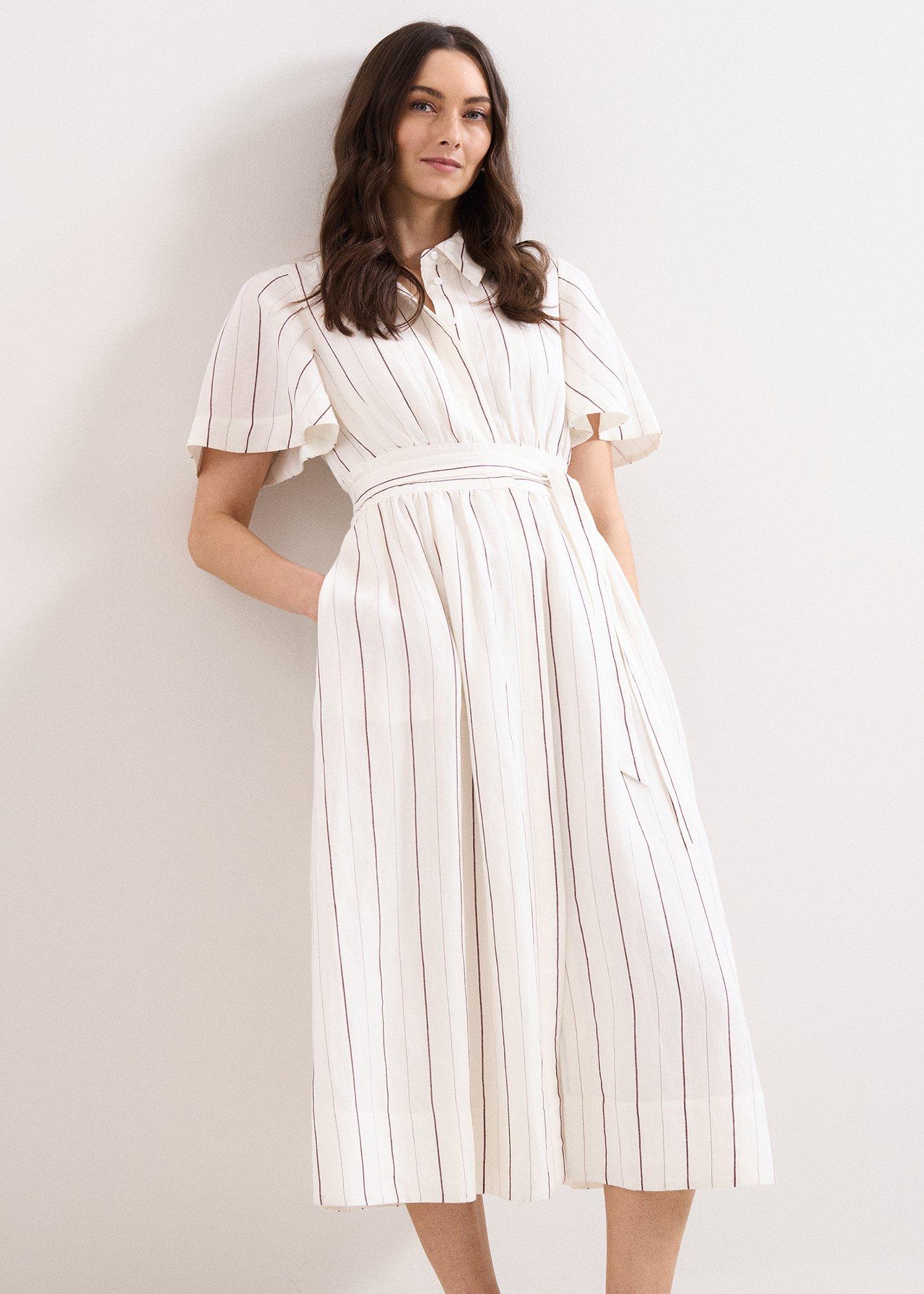 Marielle White Stripe Shirt Dress