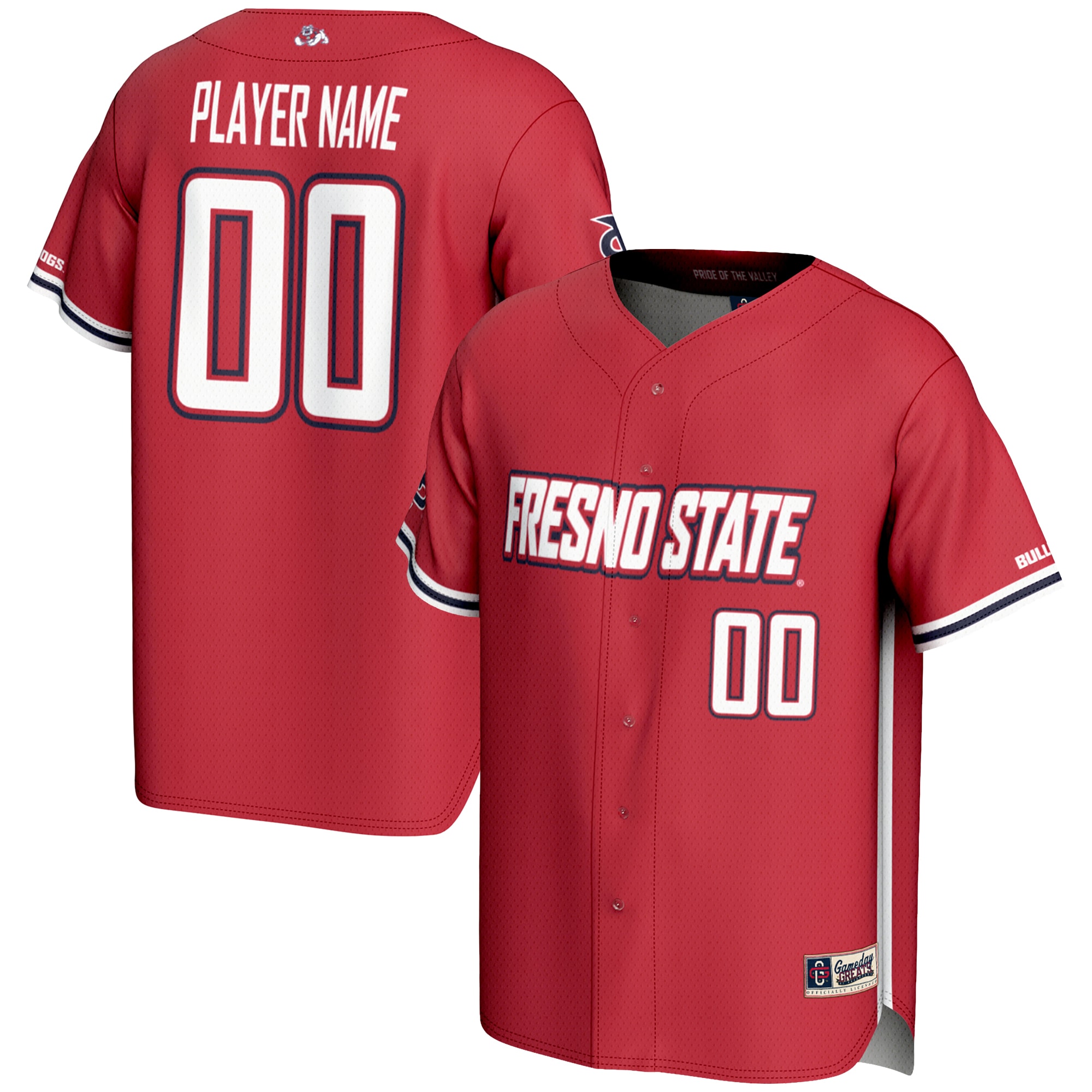 [NJP] Fresno State Bulldogs GameDay Greats Youth NIL Pick-A-Player Lightweight Baseball Jersey - Red