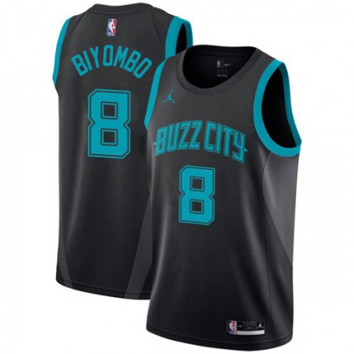 Black BKN Charlotte Hornets #8 Nike Official Jersey Game Day Wear