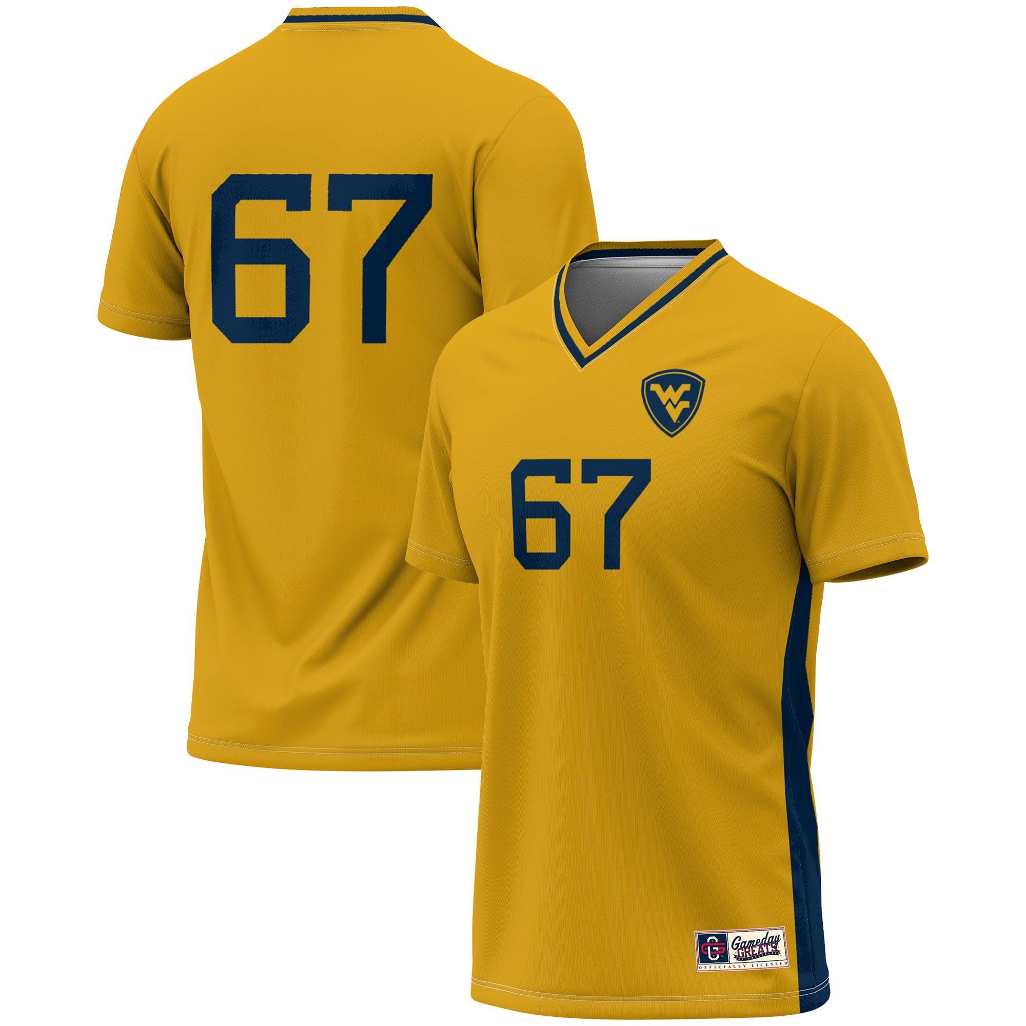 [SJH] Women's West Virginia Mountaineers GameDay Greats Lightweight Women's Soccer Fashion Jersey - Gold