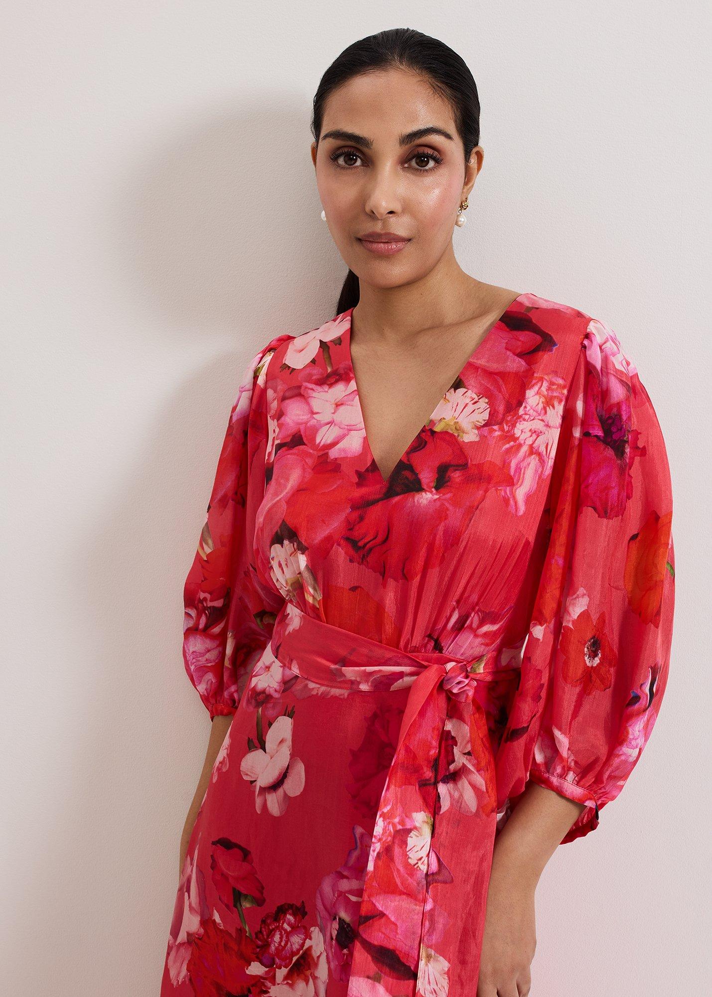 Petite Federica Floral Sleeve Midi Dress