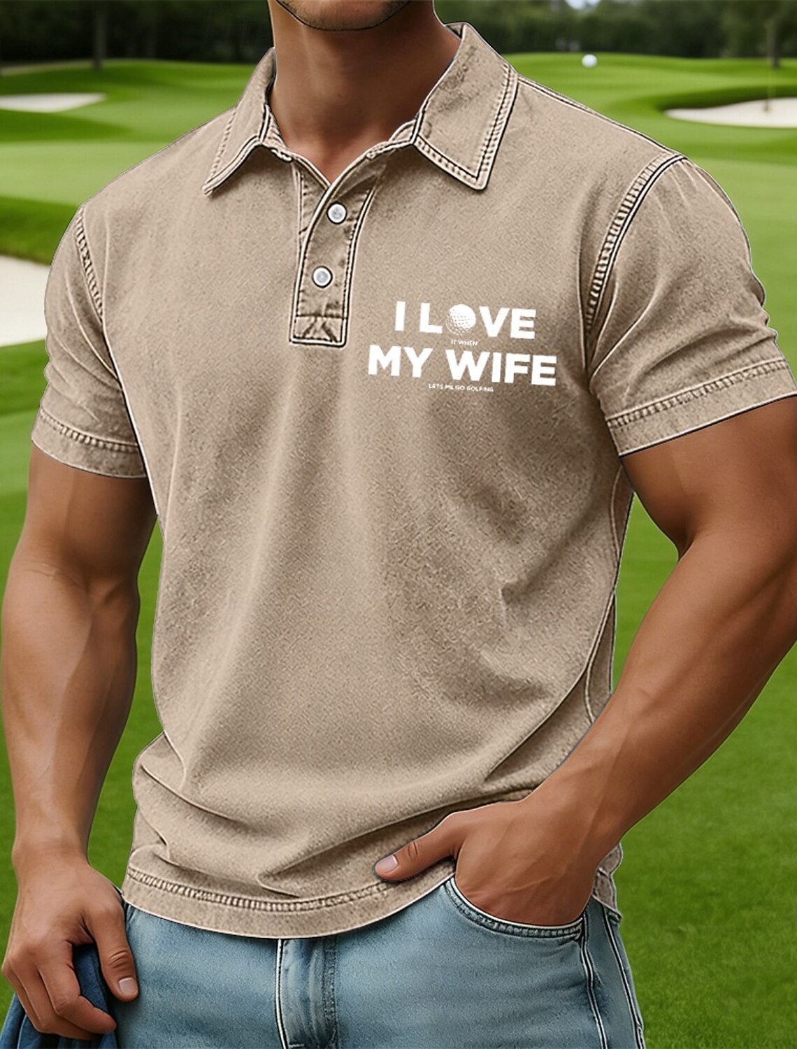 Men's Golf Acid Wash Shirt 100% Cotton Short Sleeve Polo Shirts