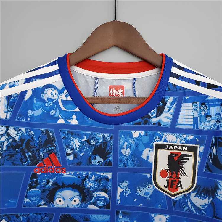 Japan 2021 Cartoon Version Blue Soccer Jersey Football Shirt -