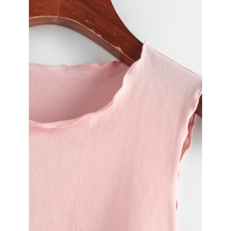 Jersey Lettuce Trim Crop Tank Top YV1975