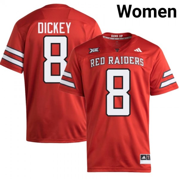 Texas Tech Red Raiders #8 Cameron Dickey Women Stitch Jerseys - Red