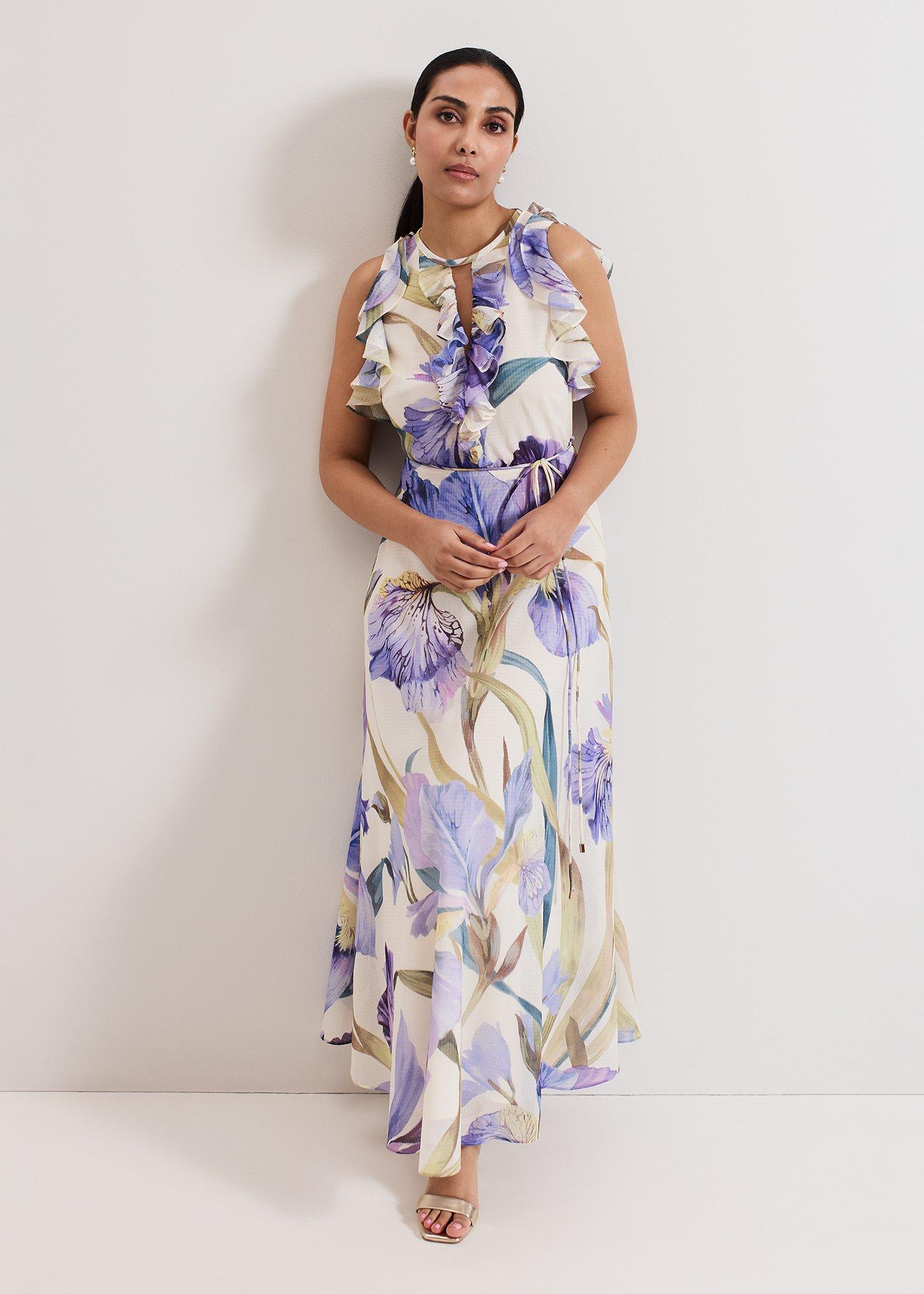 Petite Rachel Printed Textured Maxi Dress