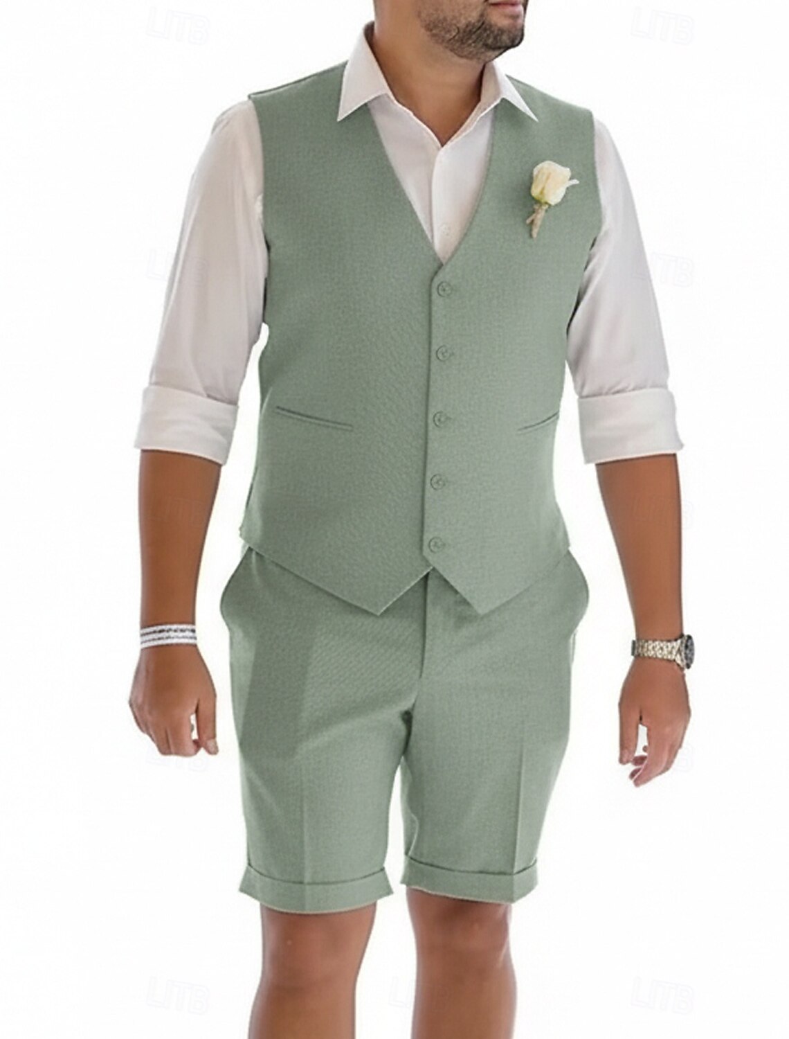 Men's Tuxedos Linen Suits Beach Wedding Light Khaki Sky Blue Summer