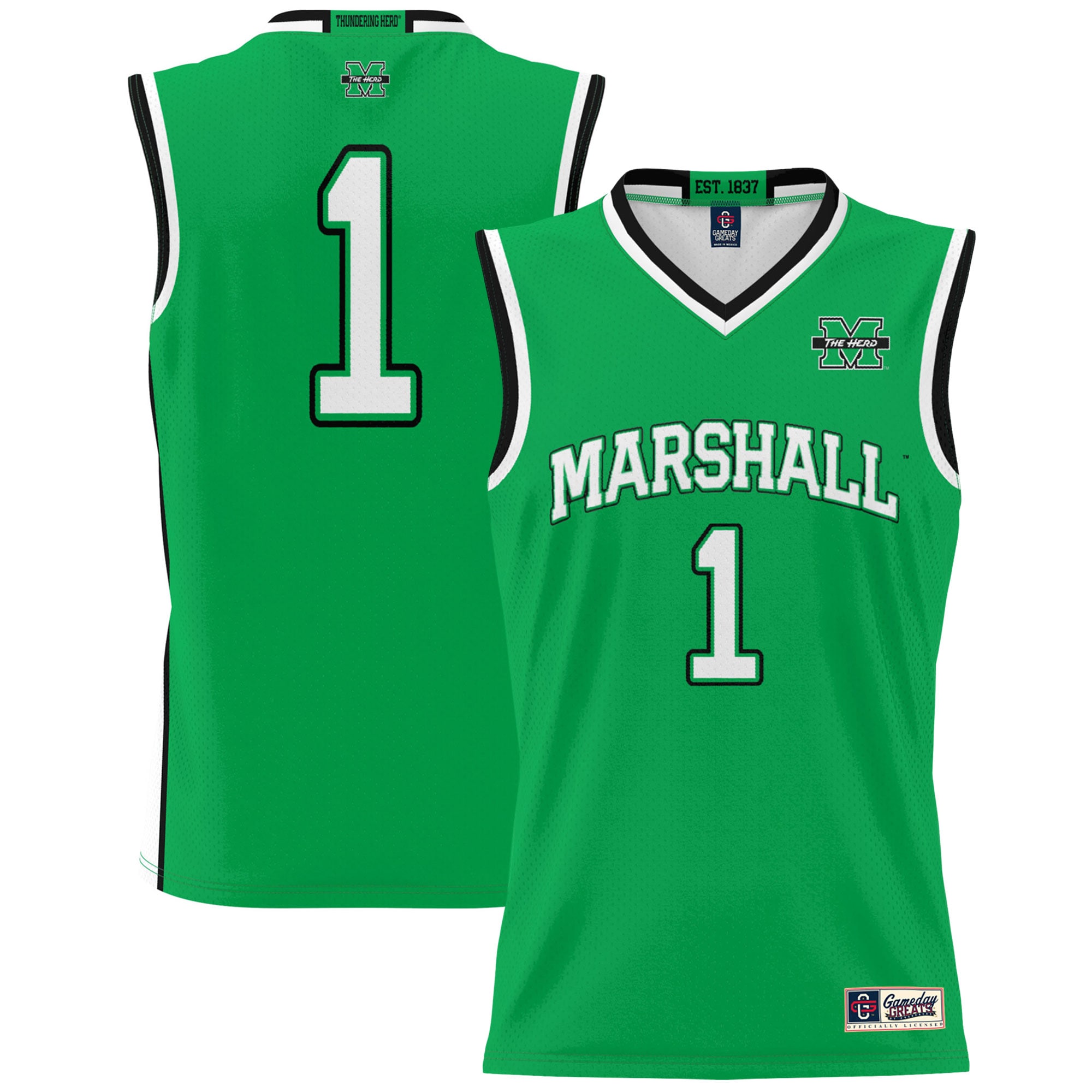 [NJP] Marshall Thundering Herd GameDay Greats Youth Lightweight Basketball Fashion Jersey - Kelly Green