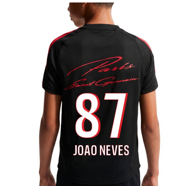[DDJ] 2026-2027 PSG Strike Training Shirt (Black) - Kids (Joao Neves 87)