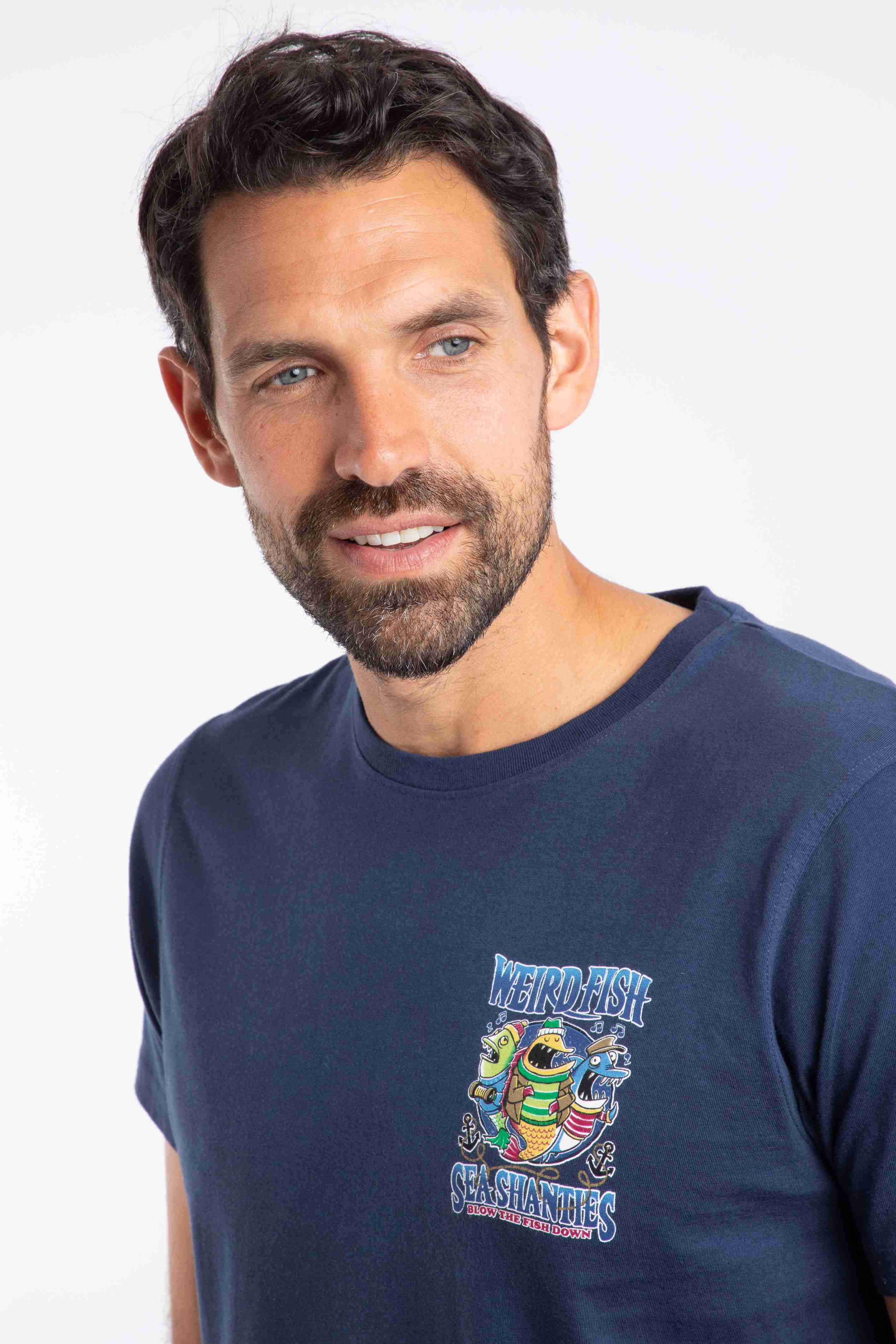 Sea Shanties Back Print Artist T-Shirt Dark Blue