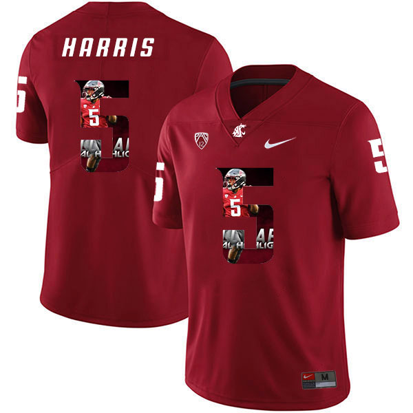 Men's None Travell Harris #5 game day Red 2024 team authorized Jersey