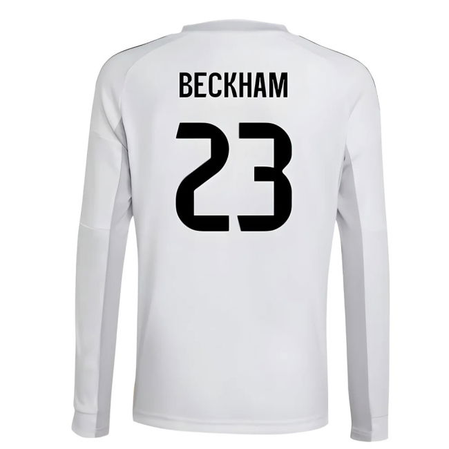 2025-2026 Real Madrid Long Sleeve Home Shirt (Kids) (Beckham 23)