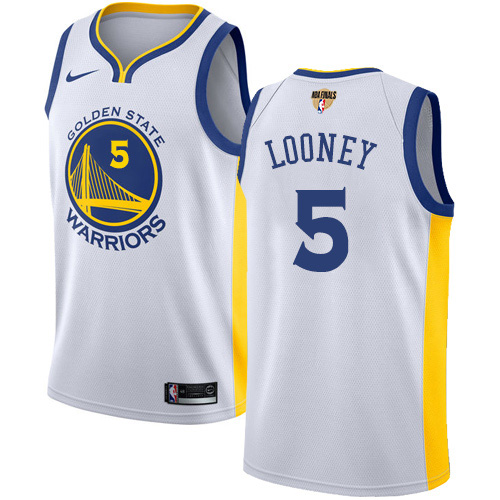 White Nike State Warriors #5 Warriors Jersey - Mesh Fabric NBA Fan Apparel