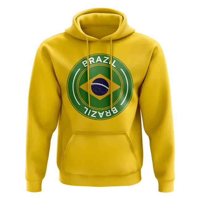 Jersey Brazil Football Badge Hoodie (Yellow) High Premium