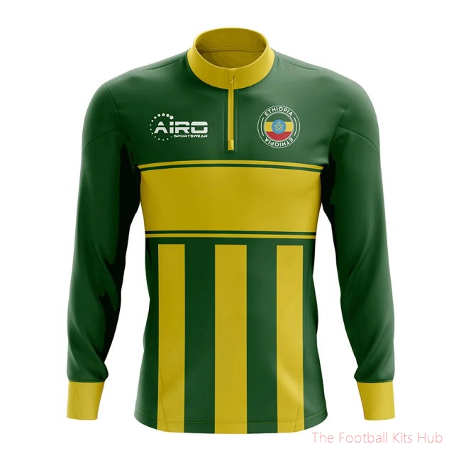 Ethiopia Concept Football Half Zip Midlayer Top (Green-Yellow)