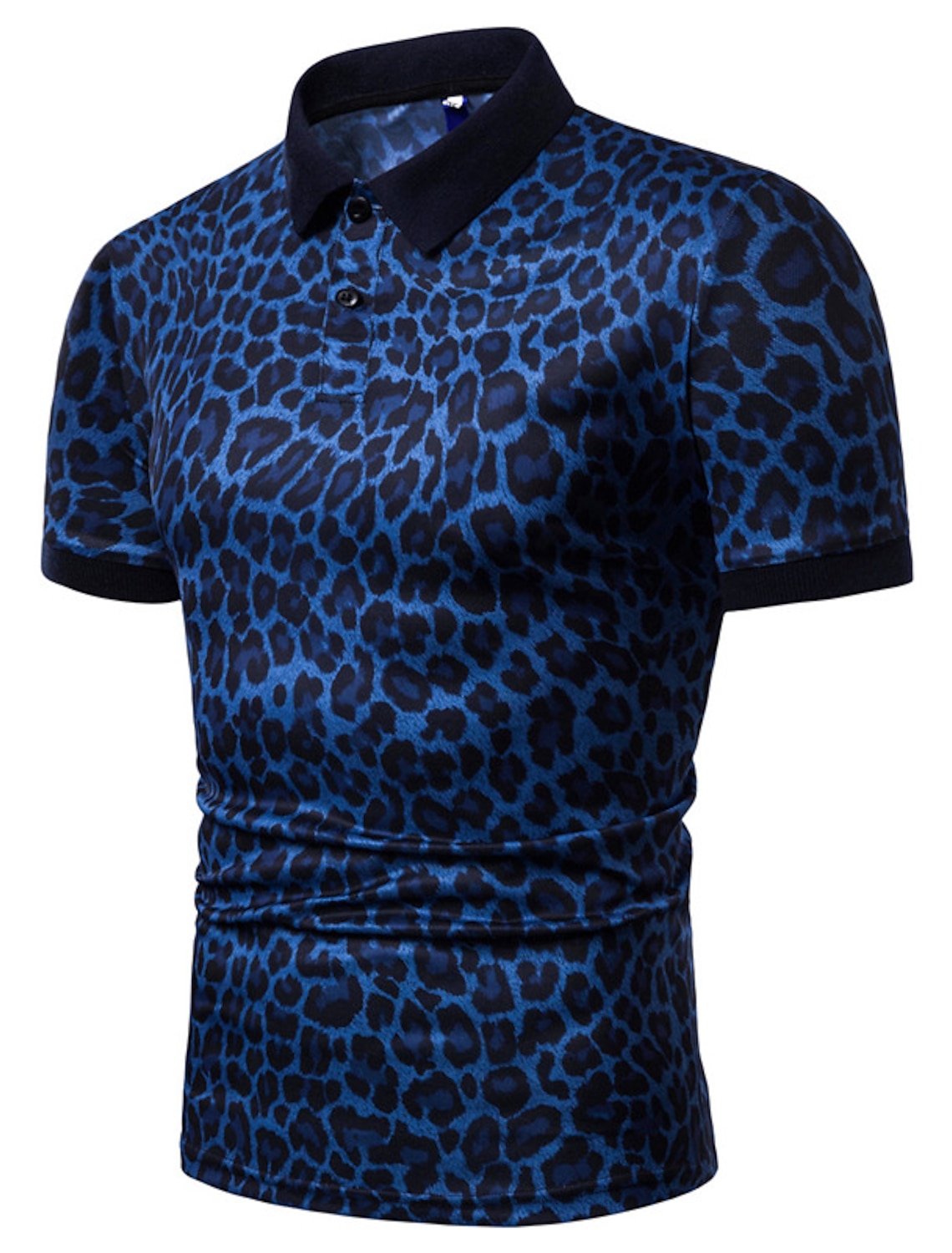 Men's Leopard Polo Shirts Golf Shirt Short Sleeve Collared Casual