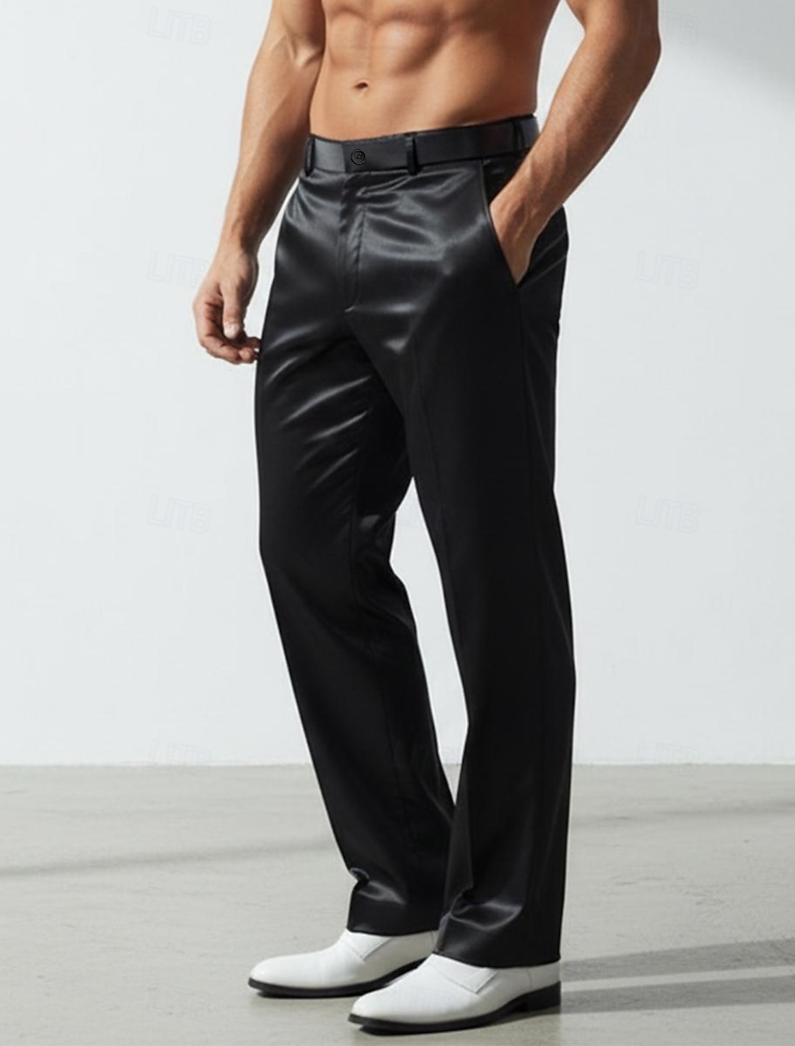 Men's Satin Pants Trousers Dress Pants Silk Like Suit Pants Pocket Straight Leg Plain Breathable Full Length Business Party Wedding Fashion Streetwear Black White Inelastic