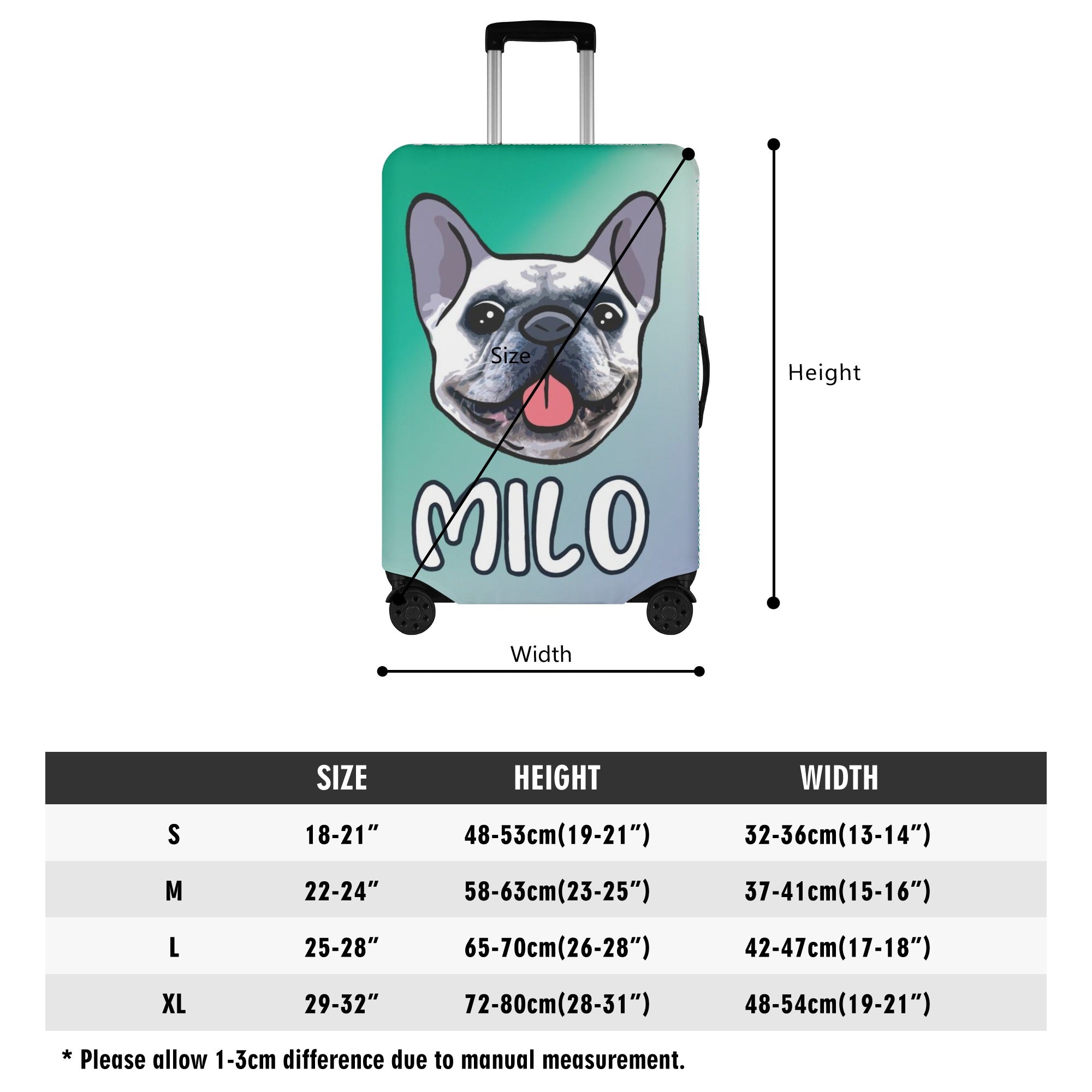 French Bulldog Personalized Luggage Cover With Frenchie Name Luggage