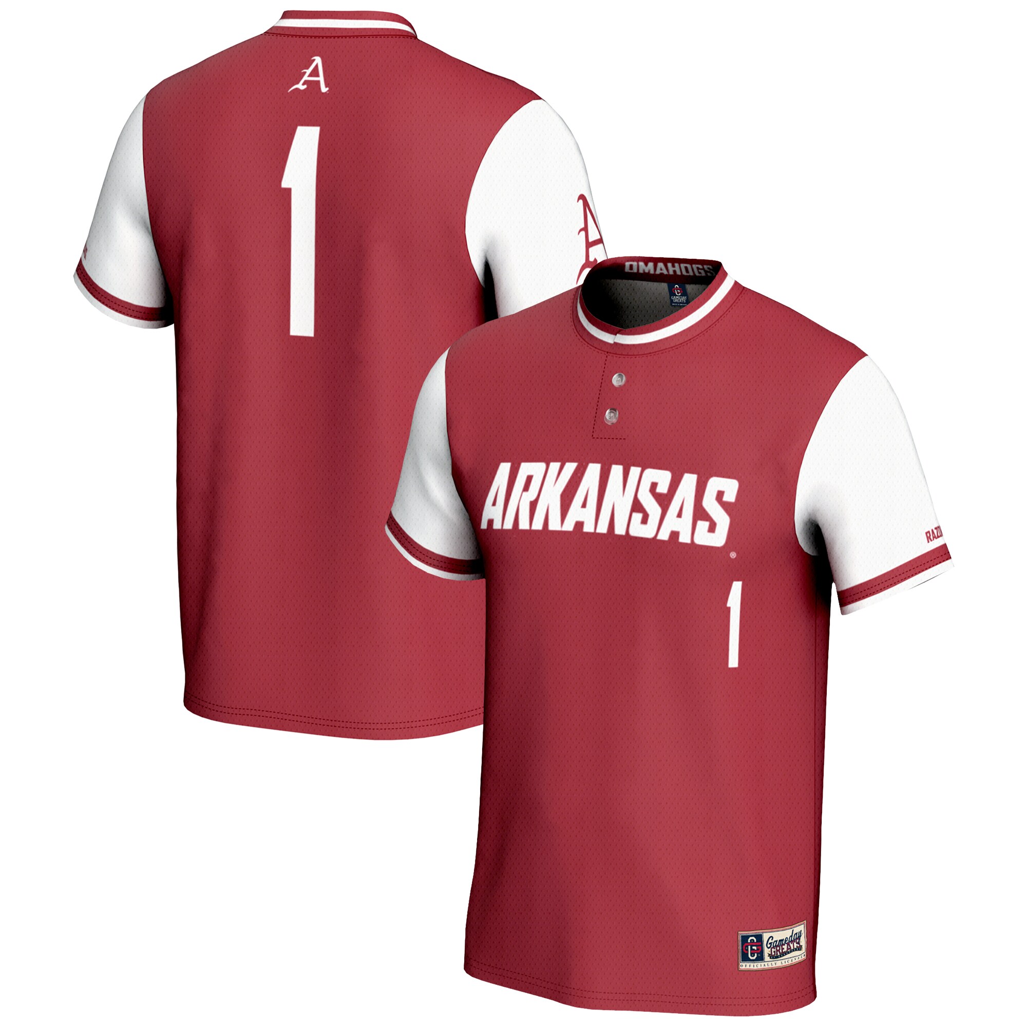 [DDG] Arkansas Razorbacks GameDay Greats Youth Lightweight Softball Jersey - Crimson