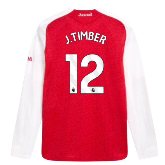Arsenal Arsenal Authentic Long Sleeve Home Shirt J Timber #12 Dura...