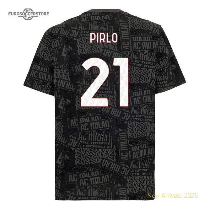 Ac Milan Pirlo Premium Home Jersey Italian League Performance Fabric