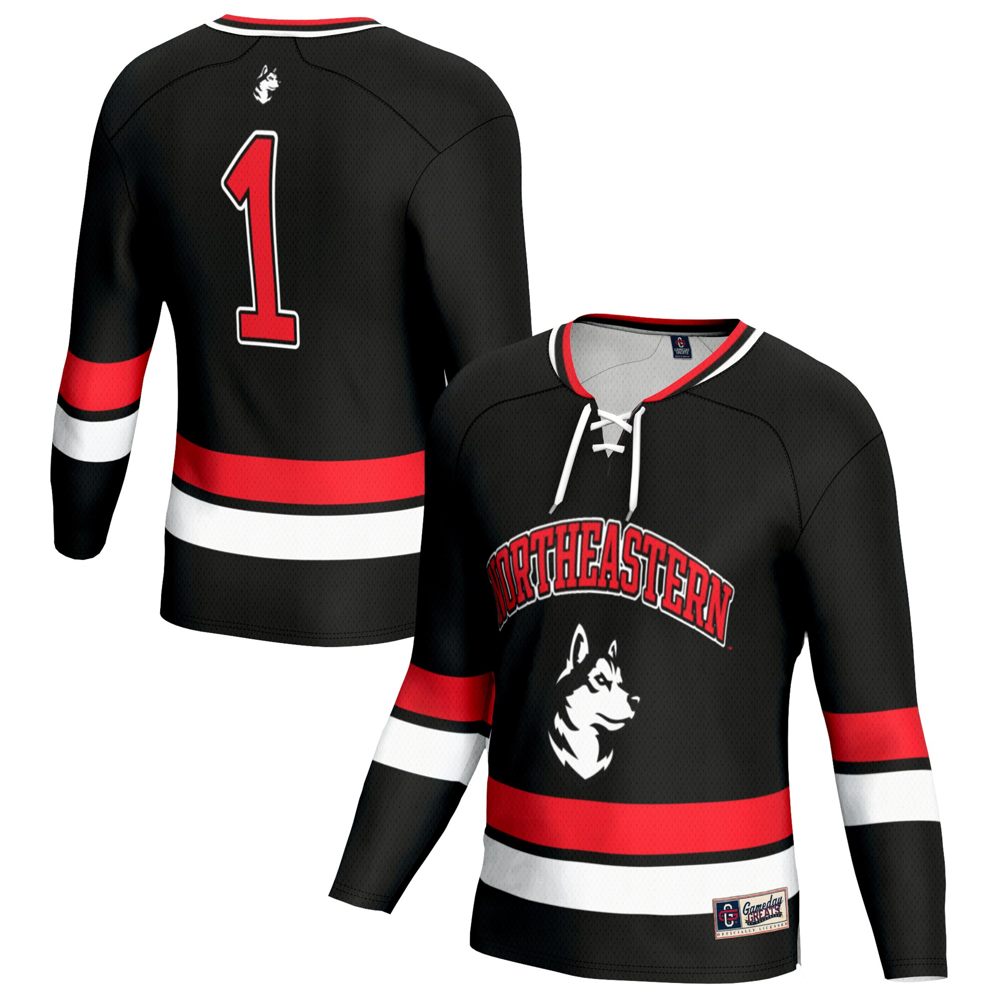 [DDG] Northeastern Huskies GameDay Greats Unisex Lightweight Women's Hockey Team Fashion Jersey - Black