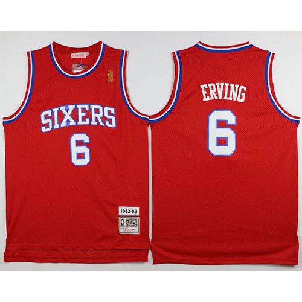 Game Day Vintage Men's 76ers #6 Julius Red Basketball Jersey
