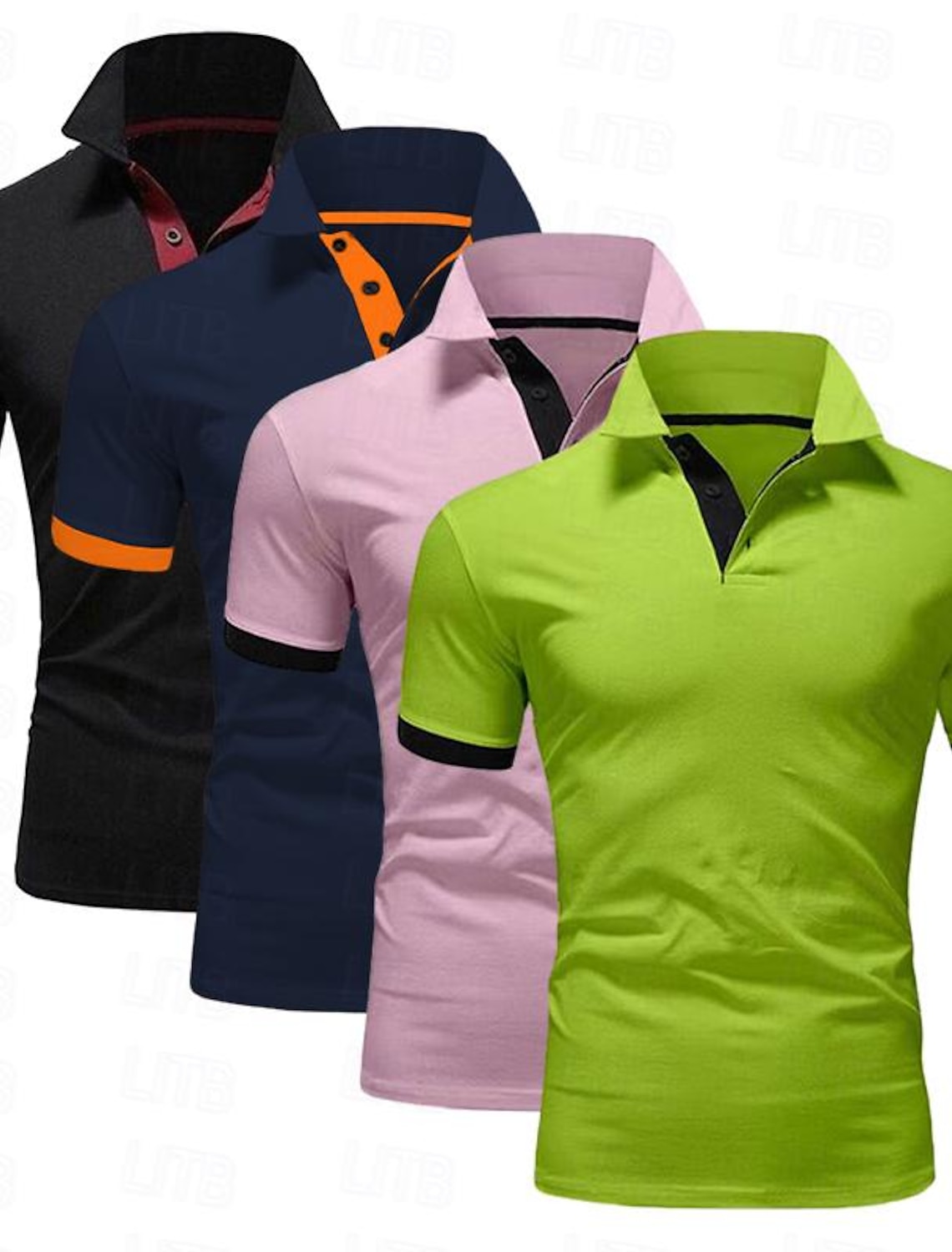 4 Pack Men's Polo T-Shirt Golf Shirt Casual Sports Workwear Office