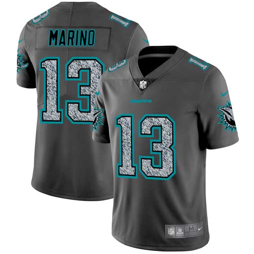 NFL M D Dolphins #13 Dan Marino Gray Fashion Jersey - Authentic Qua...