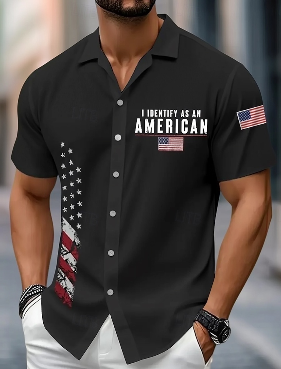 Independence Day Men's US Flag Patriotic Fourth of July Shirt Summer Shirt Button Up Shirt Short Sleeve Fashion Casual Outdoor Holiday Summer Spring Turndown 3D Print