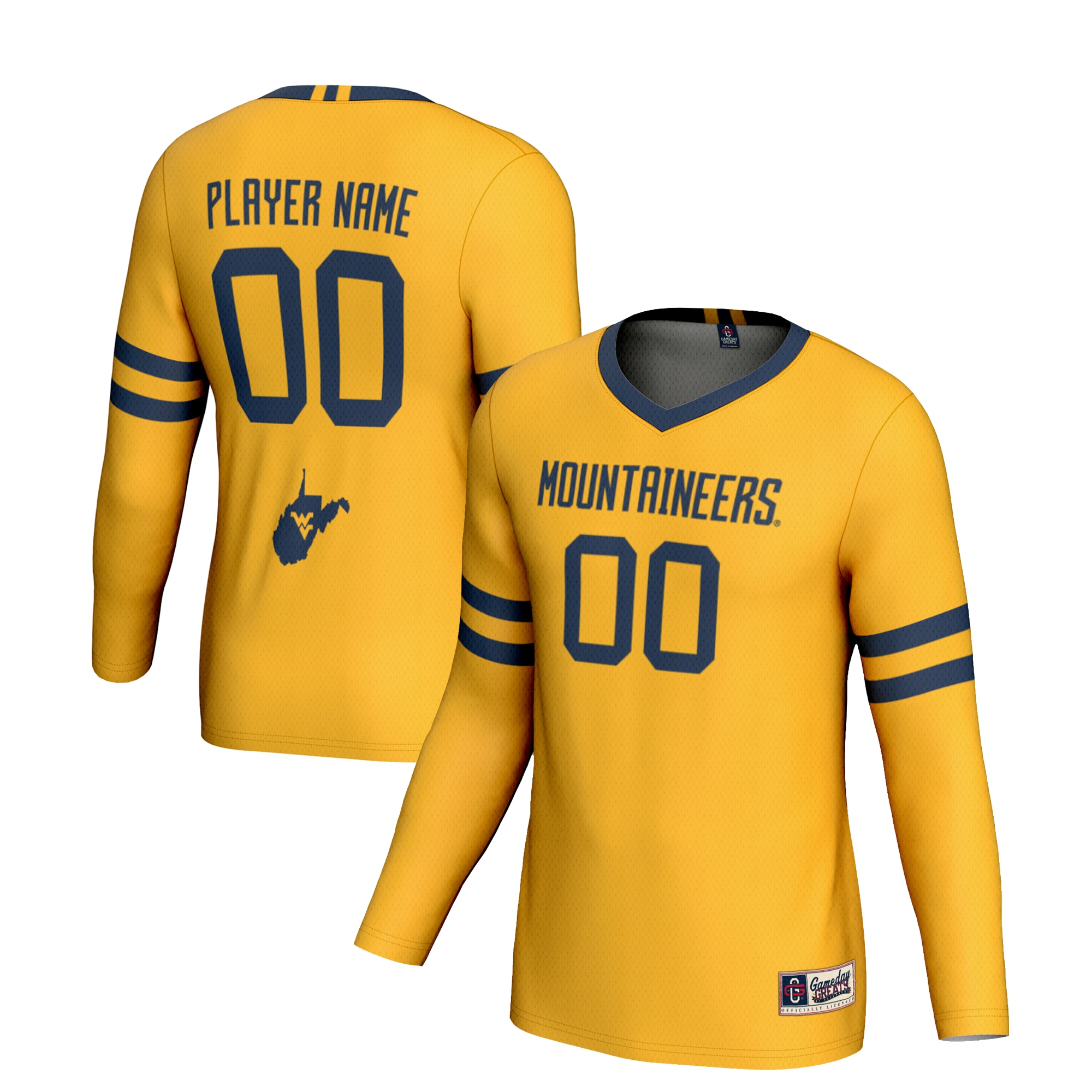 [NJP] West Virginia Mountaineers GameDay Greats Youth NIL Pick-A-Player Lightweight Volleyball Jersey - Gold