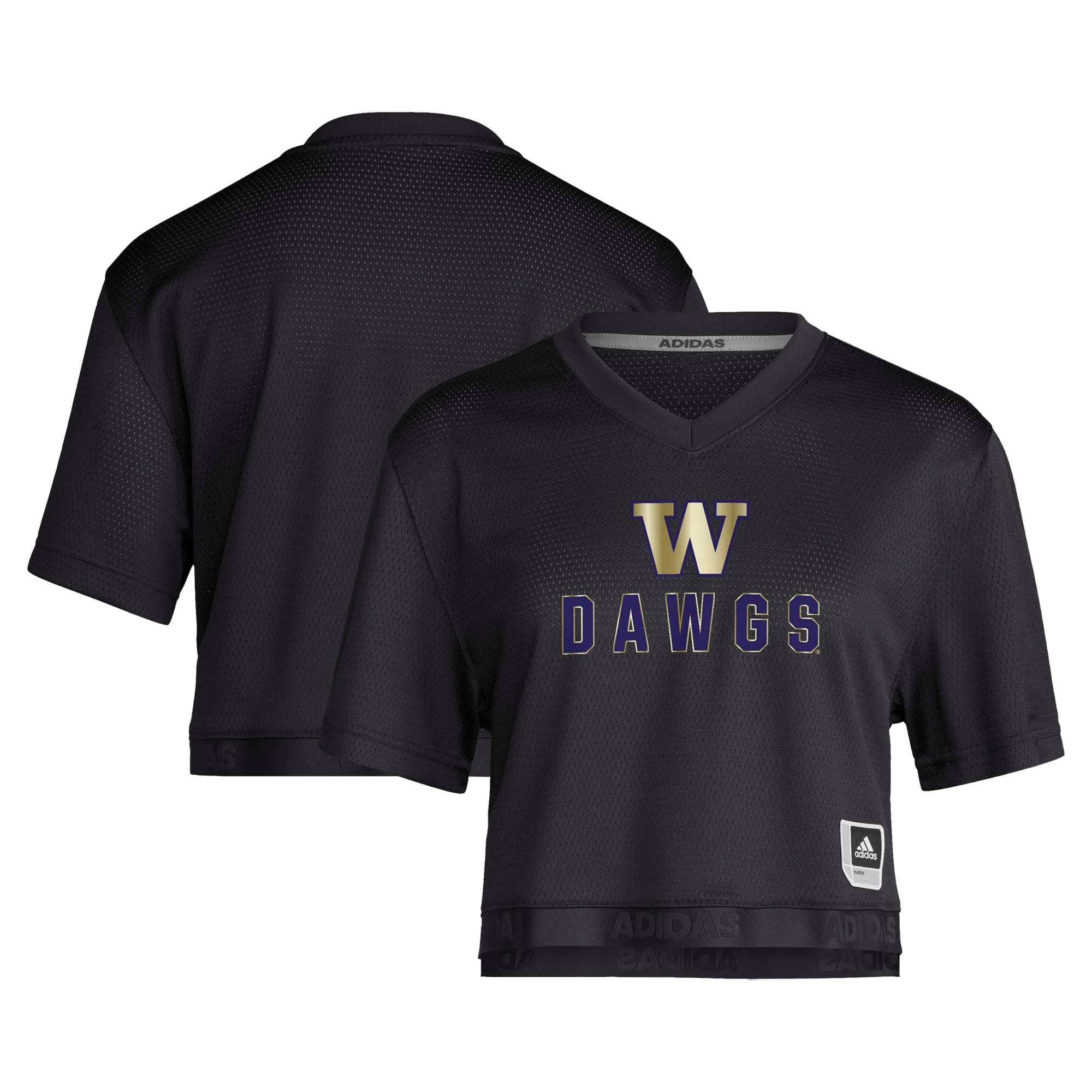 Women's Black Washington Huskies Strategy Cropped Football Jersey