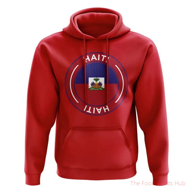 Men Haiti Football Badge Hoodie (Red)