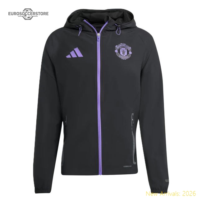 Official Vis Tech Jacket Black 2025-2026 Man Utd Competition