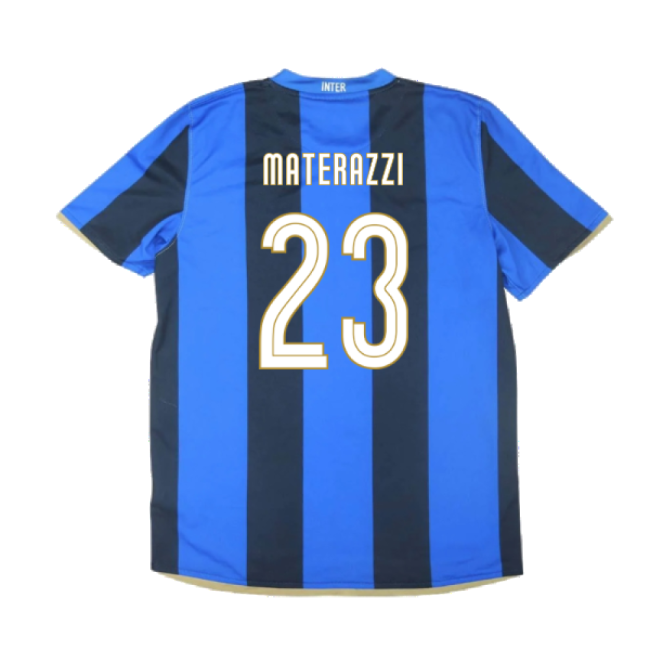 Milan Inter 2008-09 Home Kit Jersey ((Excellent) S) (Materazzi 23)