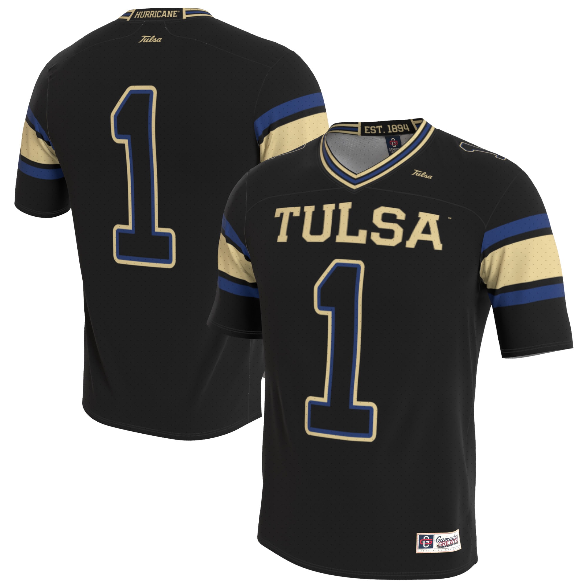 Tulsa Golden Hurricane GameDay Greats Youth Lightweight Collegiate Football Blackout Fashion 26/27 Football Jersey