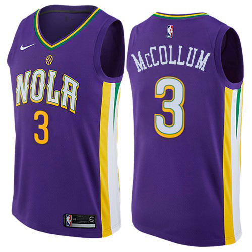 Nike New Orleans Pelicans #3 C.J. McCollum Purple NBA Swingman City Edition Jersey Mens