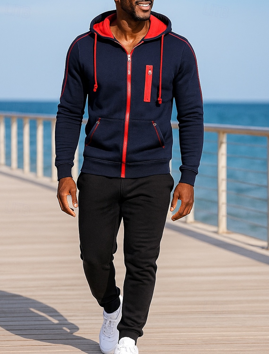 Men's 2 Piece Tracksuit Lounge Hoodie Sweatsuit Sets Drawstring Solid