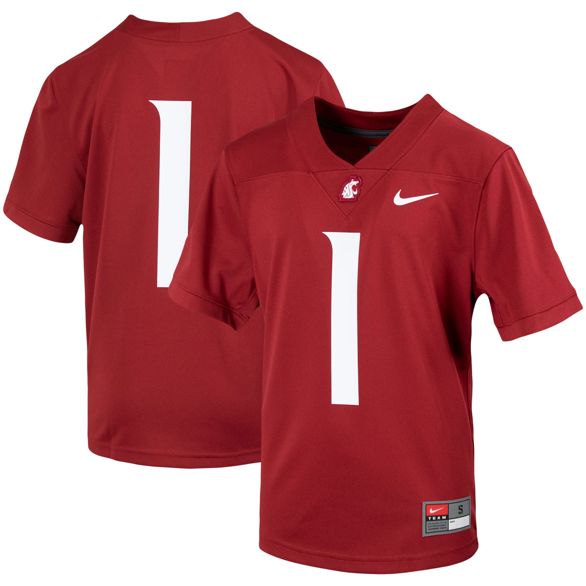 Youth #1 Crimson Washington State Cougars Football Jersey