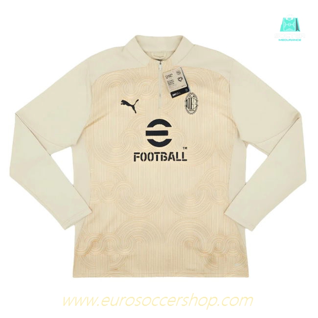 2024-2025 AC Milan Prematch 1/4 Zip Top (Putty)
